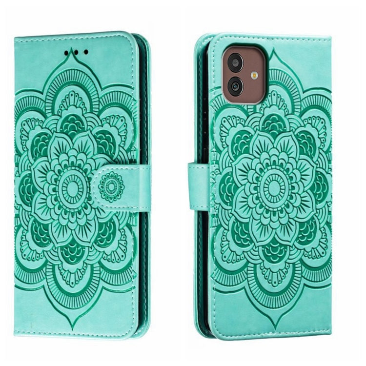 Custodia in pelle per telefono con motivo in rilievo Sun Mandala, For Samsung Galaxy A24 4G, For Samsung Galaxy M13 5G, For Samsung  Galaxy A23