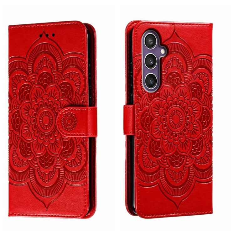 Custodia in pelle per telefono con motivo in rilievo Sun Mandala, For Samsung Galaxy A55, For Samsung  Galaxy A15, For Samsung Galaxy S23 FE