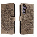 Custodia in pelle per telefono con motivo in rilievo Sun Mandala, For Samsung Galaxy A55, For Samsung  Galaxy A15, For Samsung Galaxy S23 FE