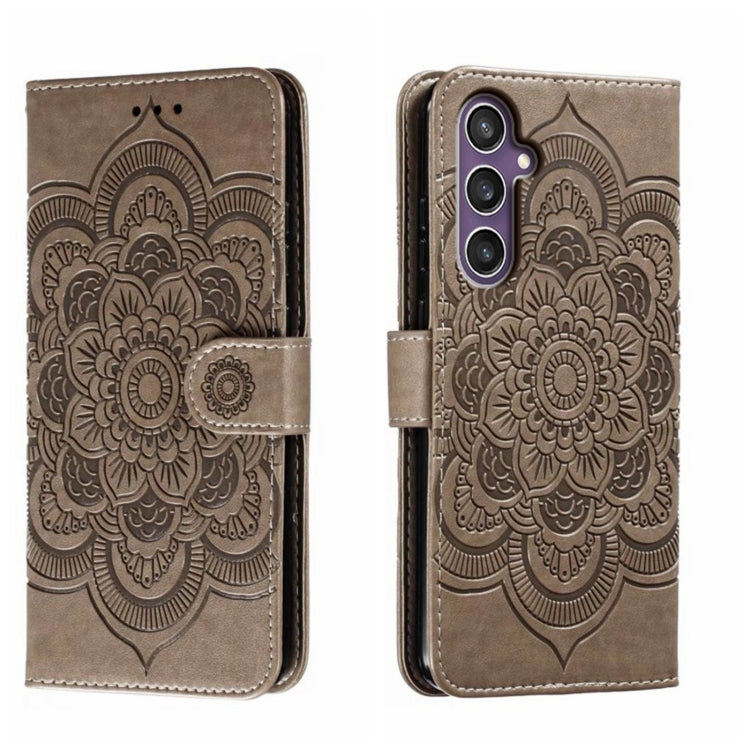 Custodia in pelle per telefono con motivo in rilievo Sun Mandala, For Samsung Galaxy A55, For Samsung  Galaxy A15, For Samsung Galaxy S23 FE