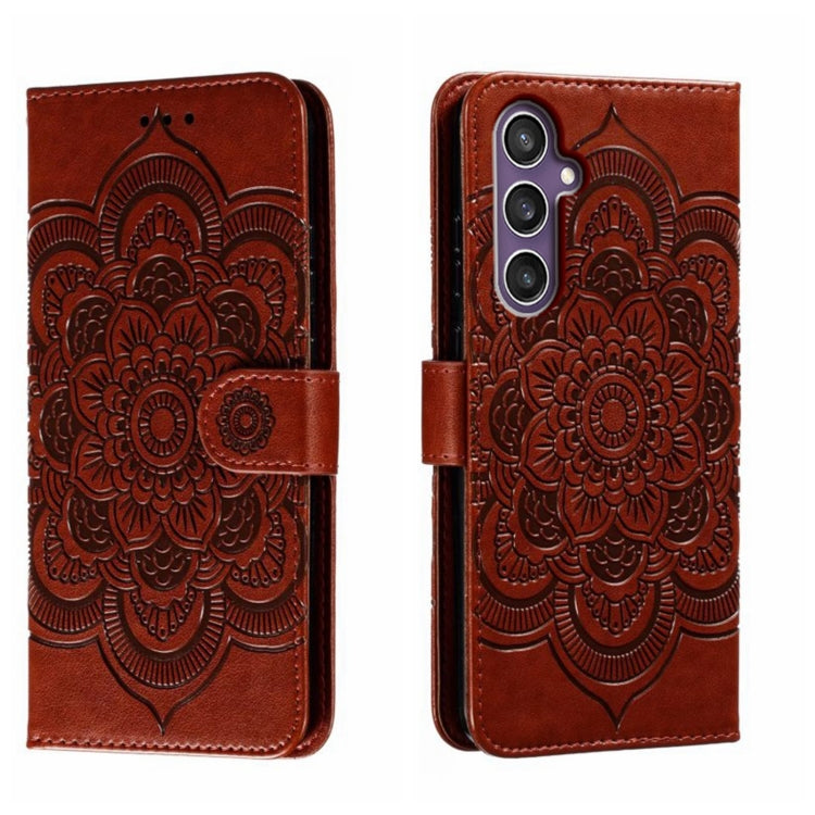 Custodia in pelle per telefono con motivo in rilievo Sun Mandala, For Samsung Galaxy A55, For Samsung  Galaxy A15, For Samsung Galaxy S23 FE