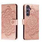 Custodia in pelle per telefono con motivo in rilievo Sun Mandala, For Samsung Galaxy A55, For Samsung  Galaxy A15, For Samsung Galaxy S23 FE