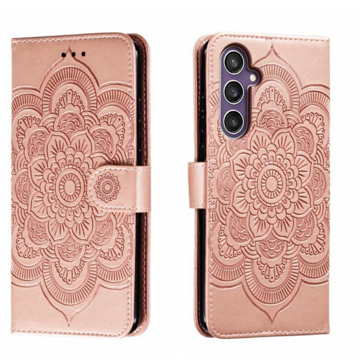 Custodia in pelle per telefono con motivo in rilievo Sun Mandala, For Samsung Galaxy A55, For Samsung  Galaxy A15, For Samsung Galaxy S23 FE