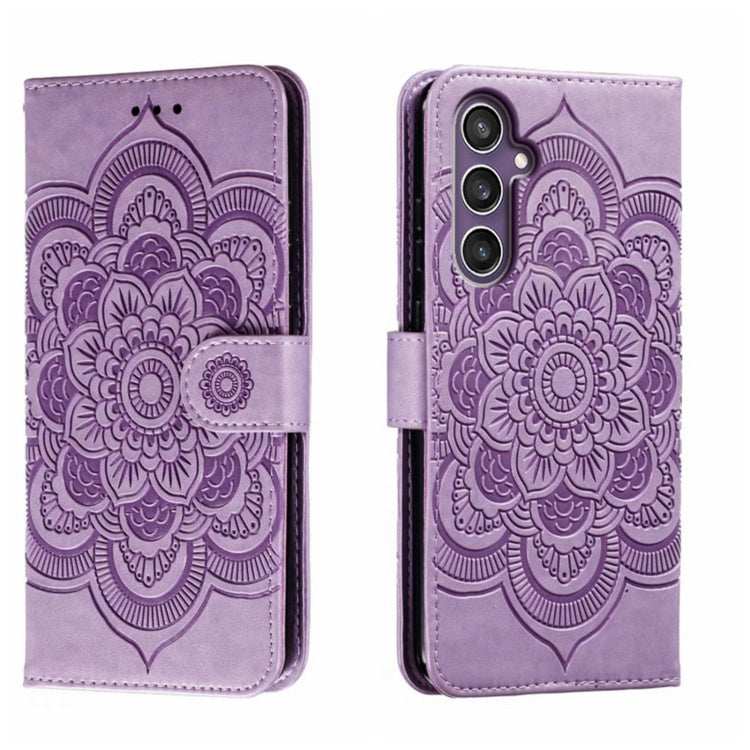 Custodia in pelle per telefono con motivo in rilievo Sun Mandala, For Samsung Galaxy A55, For Samsung  Galaxy A15, For Samsung Galaxy S23 FE