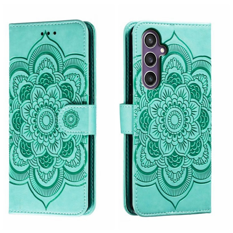 Custodia in pelle per telefono con motivo in rilievo Sun Mandala, For Samsung Galaxy A55, For Samsung  Galaxy A15, For Samsung Galaxy S23 FE