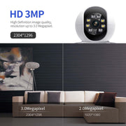 ESCAM QF104 Videochiamata con un clic 3MP Rilevamento umanoide interno Allarme acustico Versione notturna a colori Telecamera Smart WiFi, AU Plug, US Plug, UK Plug, EU Plug