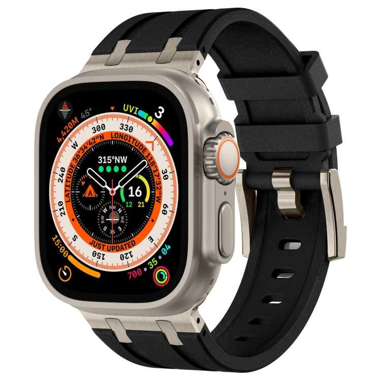 Cinturino per orologio in silicone liquido a grana di pietra, For Apple Watch Series 9 45mm, For Apple Watch Ultra 49mm