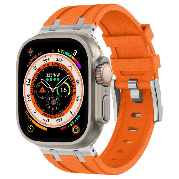 Cinturino per orologio in silicone liquido a grana di pietra, For Apple Watch Series 9 45mm, For Apple Watch Ultra 49mm