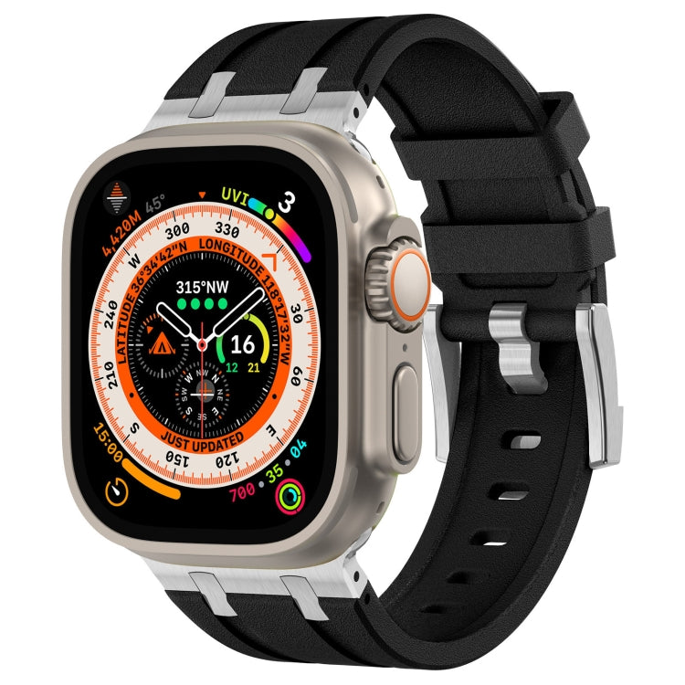 Cinturino per orologio in silicone liquido a grana di pietra, For Apple Watch Series 9 45mm, For Apple Watch Ultra 49mm