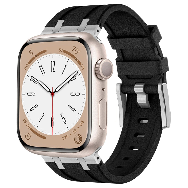 Cinturino per orologio in silicone liquido a grana di pietra, For Apple Watch Series 8 45mm, For Apple Watch SE 2022 44mm