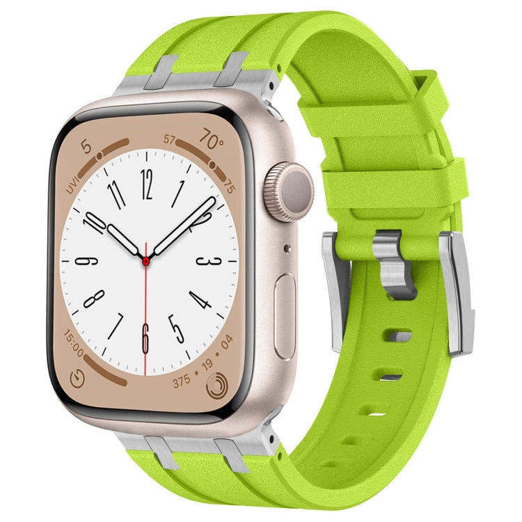 Cinturino per orologio in silicone liquido a grana di pietra, For Apple Watch Series 7 45mm, For Apple Watch SE 44mm