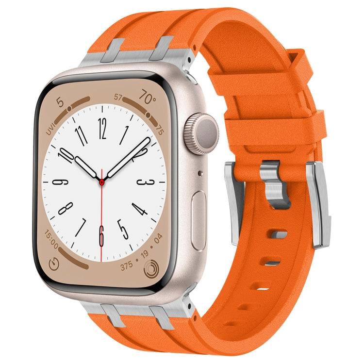 Cinturino per orologio in silicone liquido a grana di pietra, For Apple Watch Series 7 45mm, For Apple Watch SE 44mm