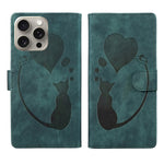 Custodia per telefono in pelle con penna a cuore e gatto in rilievo, For iPhone 15 Pro Max, For iPhone 15 Pro, For iPhone 15 Plus, For iPhone 15
