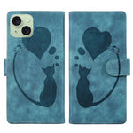 Custodia per telefono in pelle con penna a cuore e gatto in rilievo, For iPhone 15 Pro Max, For iPhone 15 Pro, For iPhone 15 Plus, For iPhone 15