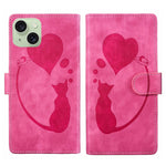 Custodia per telefono in pelle con penna a cuore e gatto in rilievo, For iPhone 15 Pro Max, For iPhone 15 Pro, For iPhone 15 Plus, For iPhone 15