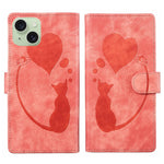 Custodia per telefono in pelle con penna a cuore e gatto in rilievo, For iPhone 15 Pro Max, For iPhone 15 Pro, For iPhone 15 Plus, For iPhone 15