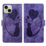 Custodia per telefono in pelle con penna a cuore e gatto in rilievo, For iPhone 15 Pro Max, For iPhone 15 Pro, For iPhone 15 Plus, For iPhone 15