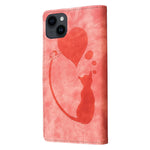 Custodia per telefono in pelle con penna a cuore e gatto in rilievo, For iPhone 14 Plus, For iPhone 14, For iPhone 14 Pro, For iPhone 14 Pro Max