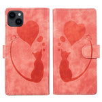 Custodia per telefono in pelle con penna a cuore e gatto in rilievo, For iPhone 14 Plus, For iPhone 14, For iPhone 14 Pro, For iPhone 14 Pro Max