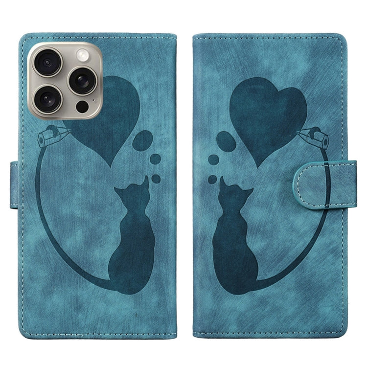 Custodia per telefono in pelle con penna a cuore e gatto in rilievo, For iPhone 14 Plus, For iPhone 14, For iPhone 14 Pro, For iPhone 14 Pro Max