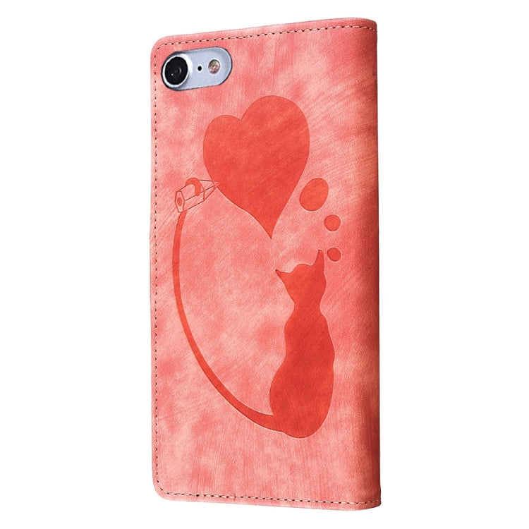 Custodia per telefono in pelle con penna a cuore e gatto in rilievo, For iPhone 7 / 8 / SE 2022, For iPhone 13 Pro Max, For iPhone 13 Pro, For iPhone 13