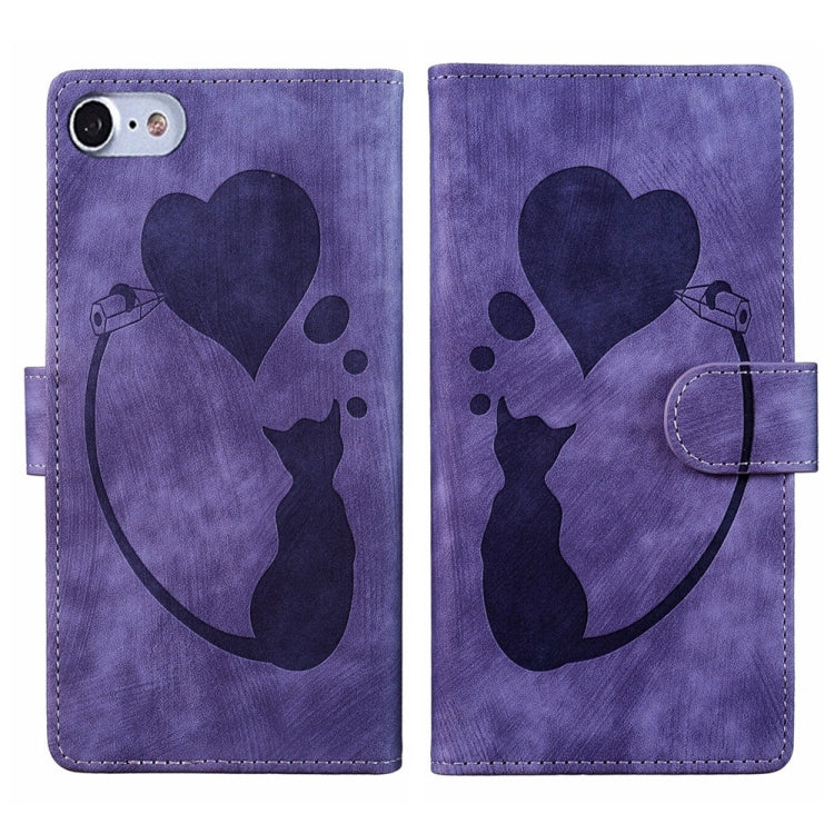 Custodia per telefono in pelle con penna a cuore e gatto in rilievo, For iPhone 7 / 8 / SE 2022, For iPhone 13 Pro Max, For iPhone 13 Pro, For iPhone 13