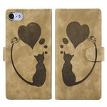Custodia per telefono in pelle con penna a cuore e gatto in rilievo, For iPhone 7 / 8 / SE 2022, For iPhone 13 Pro Max, For iPhone 13 Pro, For iPhone 13