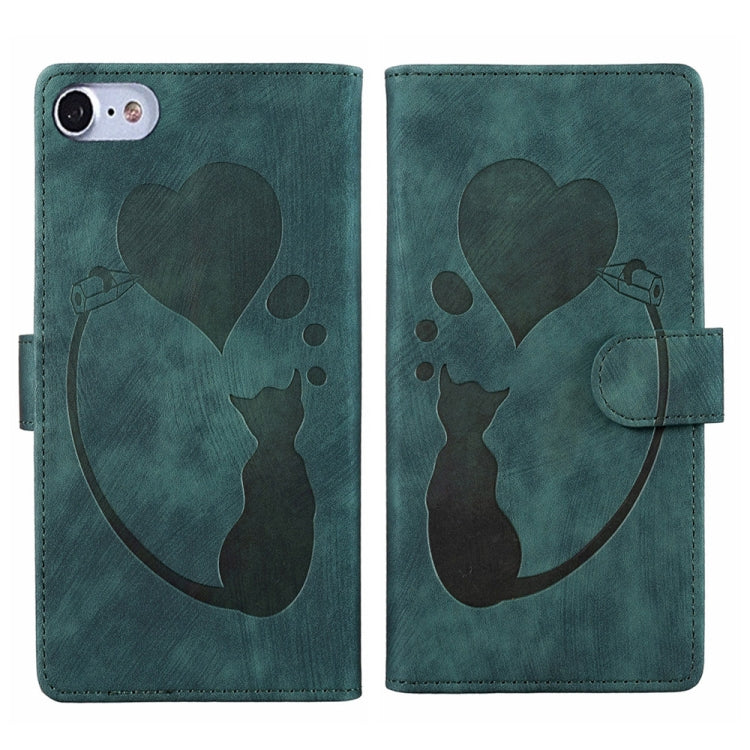 Custodia per telefono in pelle con penna a cuore e gatto in rilievo, For iPhone 7 / 8 / SE 2022, For iPhone 13 Pro Max, For iPhone 13 Pro, For iPhone 13