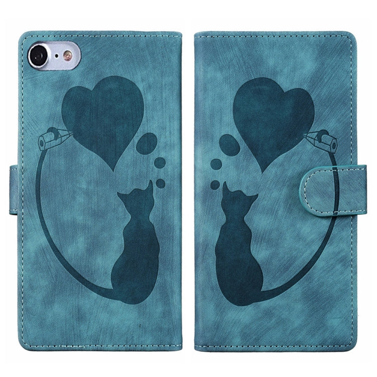 Custodia per telefono in pelle con penna a cuore e gatto in rilievo, For iPhone 7 / 8 / SE 2022, For iPhone 13 Pro Max, For iPhone 13 Pro, For iPhone 13