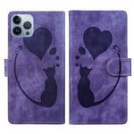 Custodia per telefono in pelle con penna a cuore e gatto in rilievo, For iPhone 7 / 8 / SE 2022, For iPhone 13 Pro Max, For iPhone 13 Pro, For iPhone 13