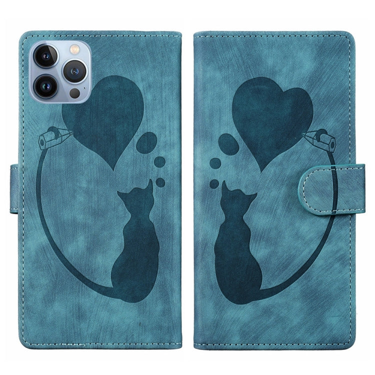 Custodia per telefono in pelle con penna a cuore e gatto in rilievo, For iPhone 7 / 8 / SE 2022, For iPhone 13 Pro Max, For iPhone 13 Pro, For iPhone 13