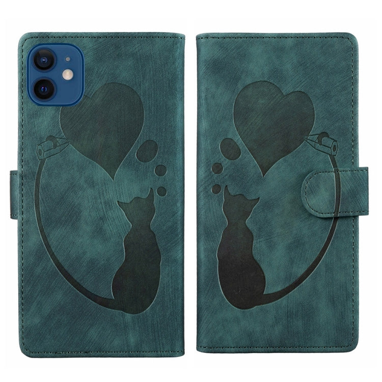 Custodia per telefono in pelle con penna a cuore e gatto in rilievo, For iPhone 13 mini, For iPhone 12, For iPhone 12 Pro Max, For iPhone 12 Pro