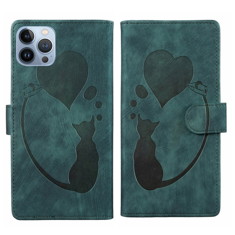 Custodia per telefono in pelle con penna a cuore e gatto in rilievo, For iPhone 13 mini, For iPhone 12, For iPhone 12 Pro Max, For iPhone 12 Pro