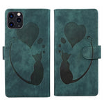 Custodia per telefono in pelle con penna a cuore e gatto in rilievo, For iPhone 12 mini, For iPhone 11 Pro Max, For iPhone 11, For iPhone 11 Pro