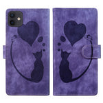 Custodia per telefono in pelle con penna a cuore e gatto in rilievo, For iPhone 12 mini, For iPhone 11 Pro Max, For iPhone 11, For iPhone 11 Pro