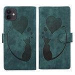 Custodia per telefono in pelle con penna a cuore e gatto in rilievo, For iPhone 12 mini, For iPhone 11 Pro Max, For iPhone 11, For iPhone 11 Pro