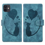 Custodia per telefono in pelle con penna a cuore e gatto in rilievo, For iPhone 12 mini, For iPhone 11 Pro Max, For iPhone 11, For iPhone 11 Pro