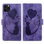 Custodia per telefono in pelle con penna a cuore e gatto in rilievo, For iPhone 12 mini, For iPhone 11 Pro Max, For iPhone 11, For iPhone 11 Pro