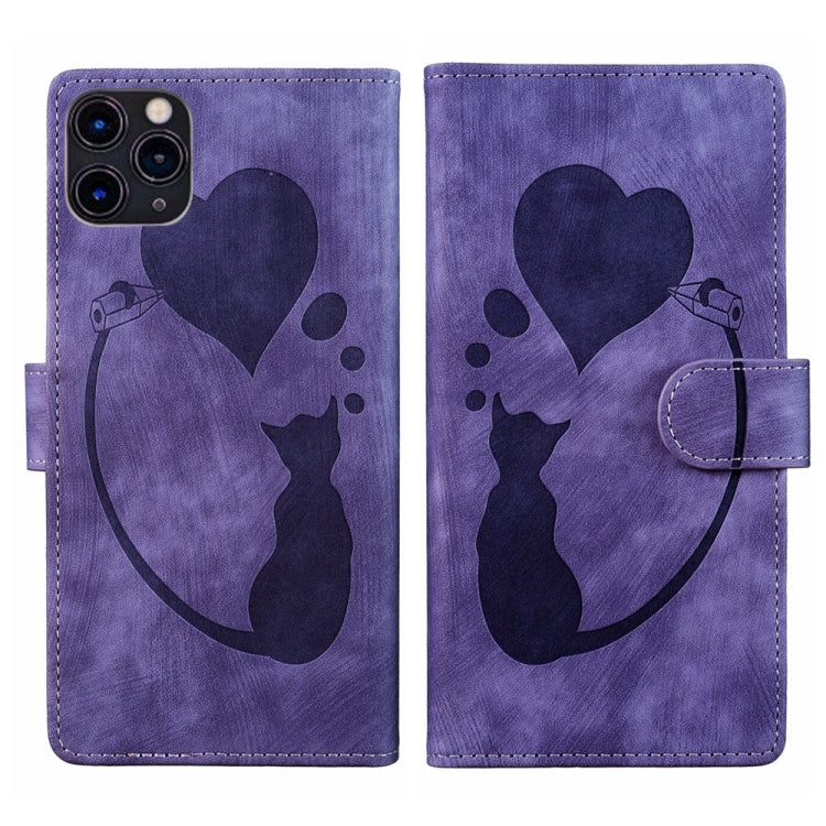 Custodia per telefono in pelle con penna a cuore e gatto in rilievo, For iPhone 12 mini, For iPhone 11 Pro Max, For iPhone 11, For iPhone 11 Pro