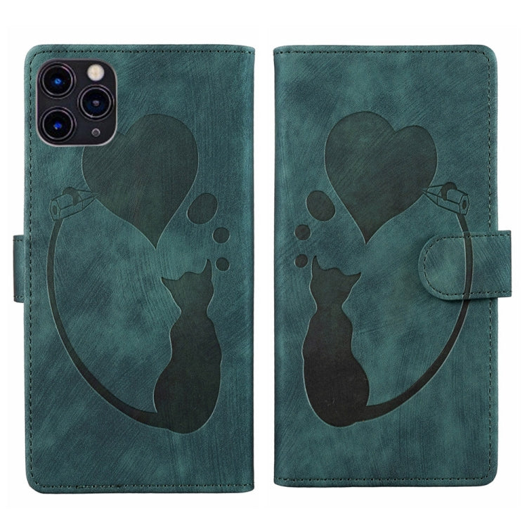 Custodia per telefono in pelle con penna a cuore e gatto in rilievo, For iPhone 12 mini, For iPhone 11 Pro Max, For iPhone 11, For iPhone 11 Pro