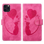 Custodia per telefono in pelle con penna a cuore e gatto in rilievo, For iPhone 12 mini, For iPhone 11 Pro Max, For iPhone 11, For iPhone 11 Pro