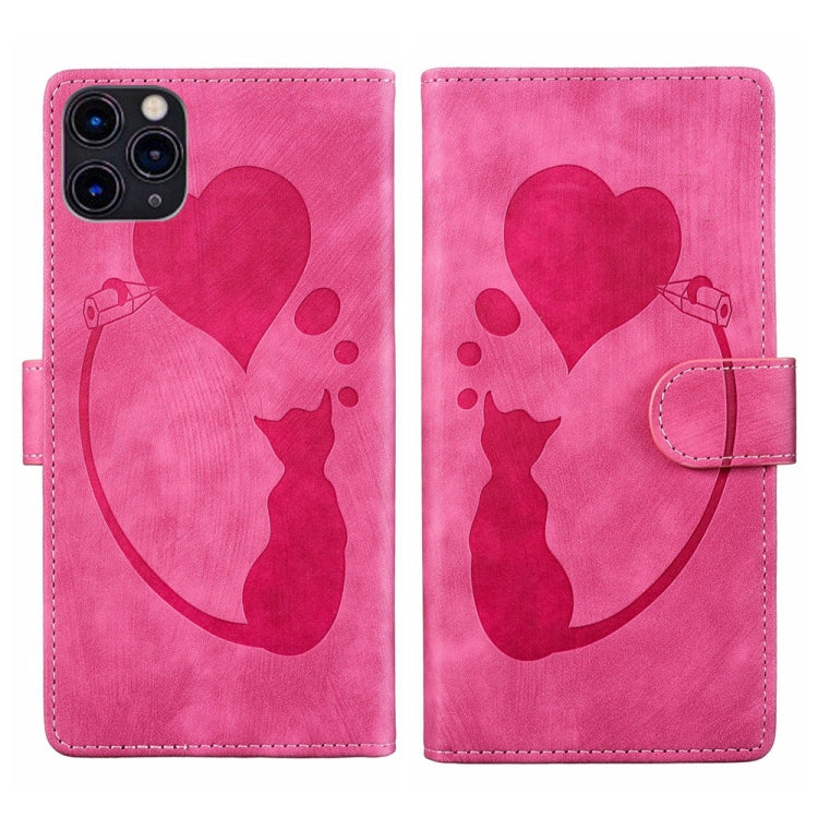 Custodia per telefono in pelle con penna a cuore e gatto in rilievo, For iPhone 12 mini, For iPhone 11 Pro Max, For iPhone 11, For iPhone 11 Pro