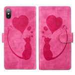 Custodia per telefono in pelle con penna a cuore e gatto in rilievo, For iPhone X / XS, For iPhone XR, For iPhone XS Max, For iPhone 7 Plus / 8 Plus
