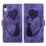 Custodia per telefono in pelle con penna a cuore e gatto in rilievo, For iPhone X / XS, For iPhone XR, For iPhone XS Max, For iPhone 7 Plus / 8 Plus