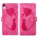 Custodia per telefono in pelle con penna a cuore e gatto in rilievo, For iPhone X / XS, For iPhone XR, For iPhone XS Max, For iPhone 7 Plus / 8 Plus