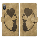 Custodia per telefono in pelle con penna a cuore e gatto in rilievo, For iPhone X / XS, For iPhone XR, For iPhone XS Max, For iPhone 7 Plus / 8 Plus