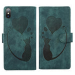 Custodia per telefono in pelle con penna a cuore e gatto in rilievo, For iPhone X / XS, For iPhone XR, For iPhone XS Max, For iPhone 7 Plus / 8 Plus