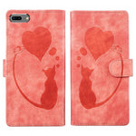 Custodia per telefono in pelle con penna a cuore e gatto in rilievo, For iPhone X / XS, For iPhone XR, For iPhone XS Max, For iPhone 7 Plus / 8 Plus
