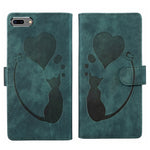 Custodia per telefono in pelle con penna a cuore e gatto in rilievo, For iPhone X / XS, For iPhone XR, For iPhone XS Max, For iPhone 7 Plus / 8 Plus