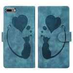 Custodia per telefono in pelle con penna a cuore e gatto in rilievo, For iPhone X / XS, For iPhone XR, For iPhone XS Max, For iPhone 7 Plus / 8 Plus